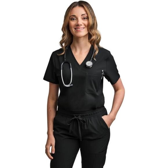 Green Town Scrubs for Women Scrub Set - Jogger Pant and Tuck-in V-Neck Top - Picture 3 of 7